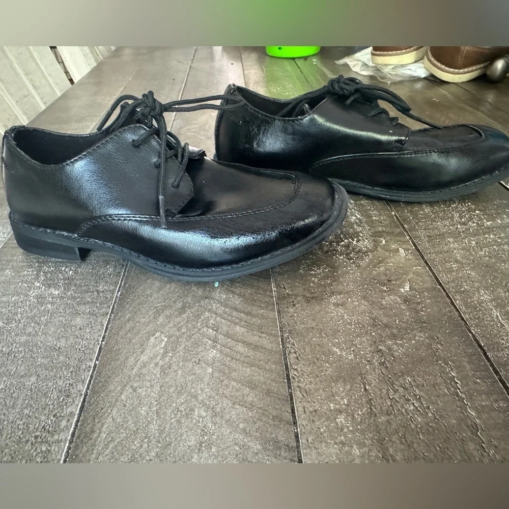 SONOMA Boys Size 13 Black‎ Dress Shoe Tie Closure Memory Foam Insoles Formal
